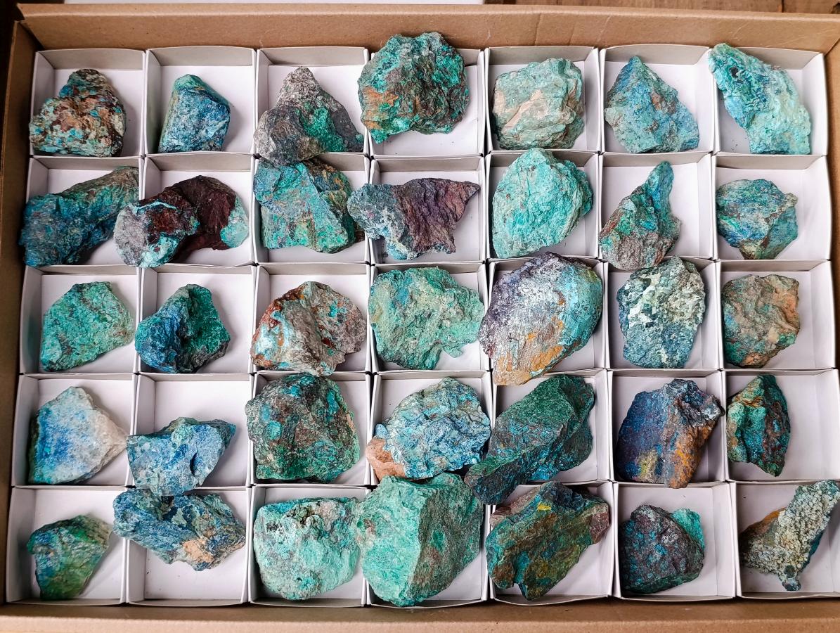 Natural Rough Shattuckite Specimens x 35 From Kaokoveld, Namibia