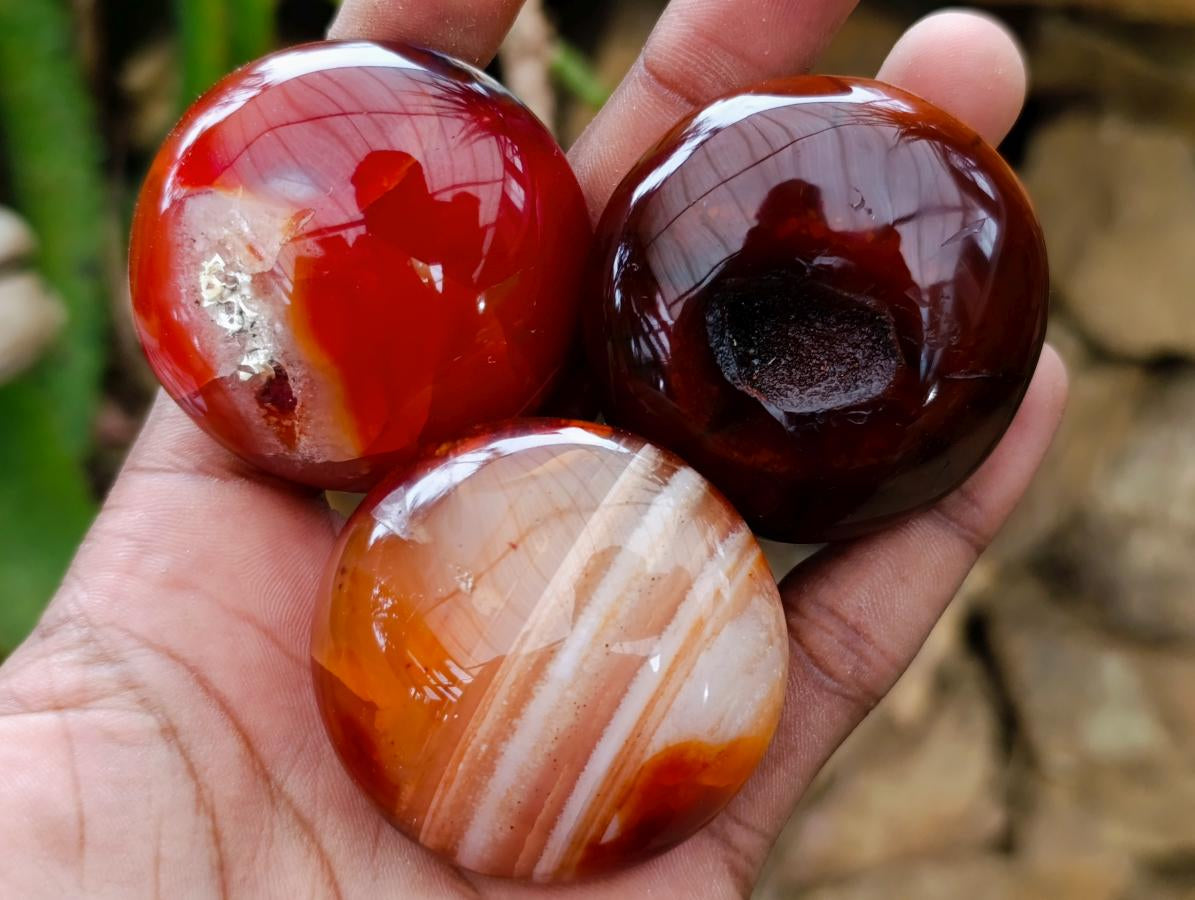 Polished Carnelian Agate Gemstone Galets x 20 From Madagascar
