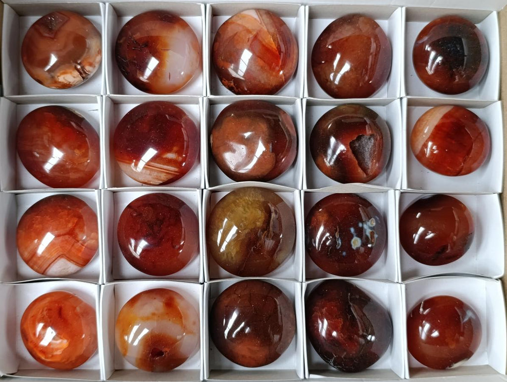 Polished Carnelian Agate Gemstone Galets x 20 From Madagascar