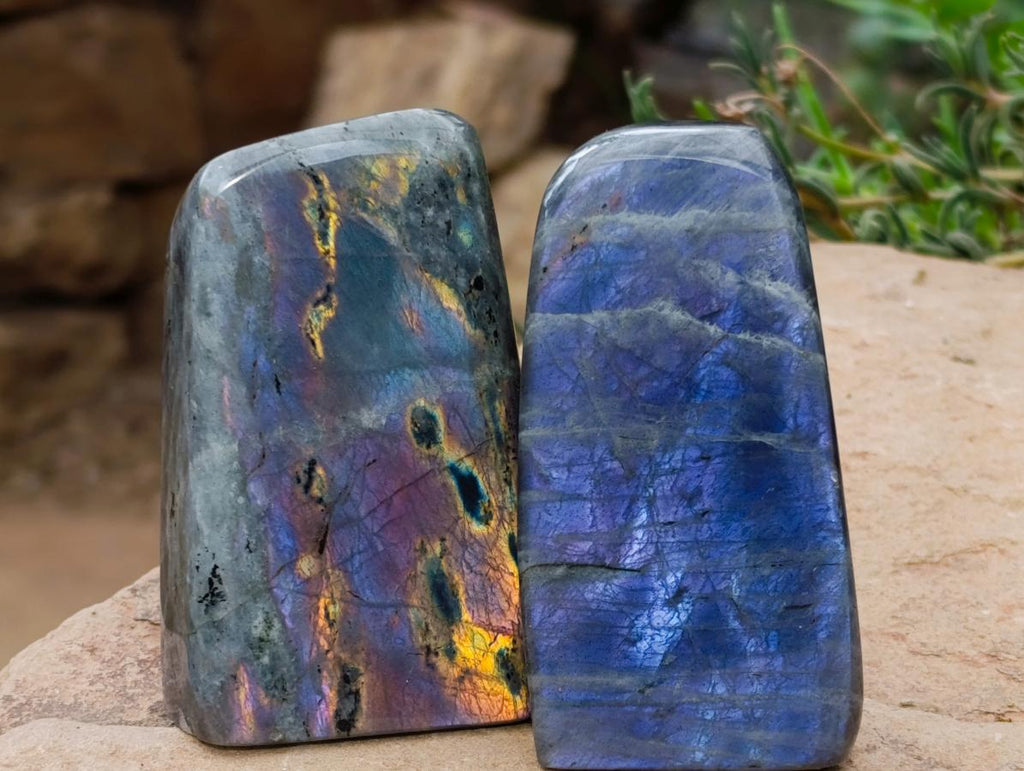 Polished Rare Purple Sunset Flash Labradorite Standing Free Forms x 6 From Madagascar