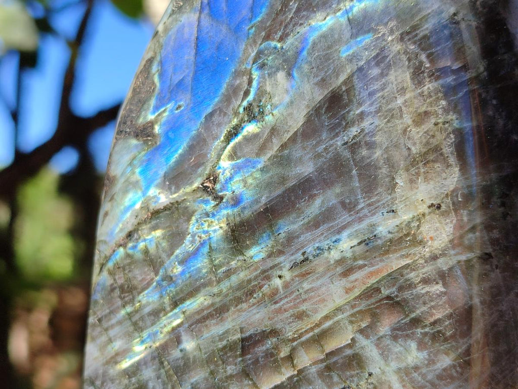 Polished Sunset Purple Labradorite Standing Free Forms x 2 From Madagascar