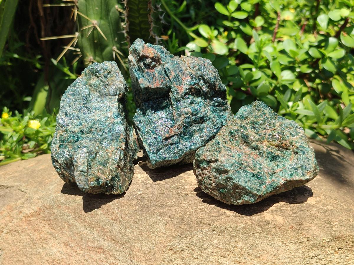 Natural Cobbed Blue Apatite Specimens x 12 From Betroka, Madagascar