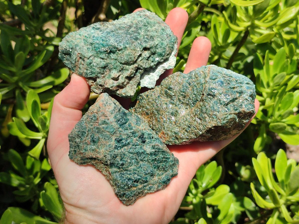 Natural Cobbed Blue Apatite Specimens x 12 From Betroka, Madagascar