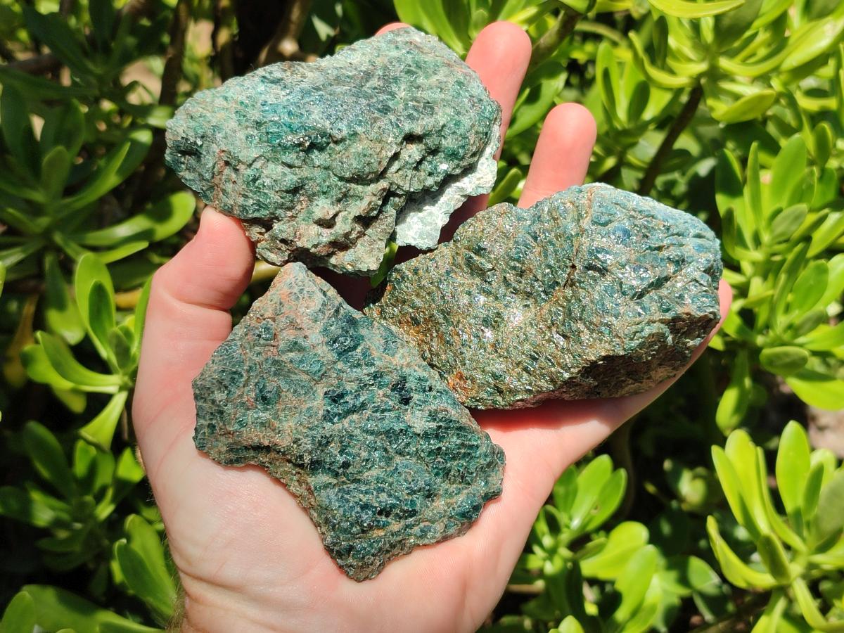 Natural Cobbed Blue Apatite Specimens x 12 From Betroka, Madagascar