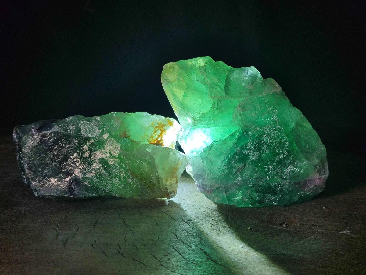 Natural Large Watermelon Fluorite Cobbed Specimens x 5 From Uis, Namibia