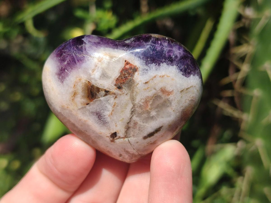Polished Banded Amethyst Hearts x 13 From Madagascar