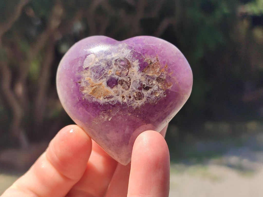 Polished Banded Amethyst Hearts x 13 From Madagascar