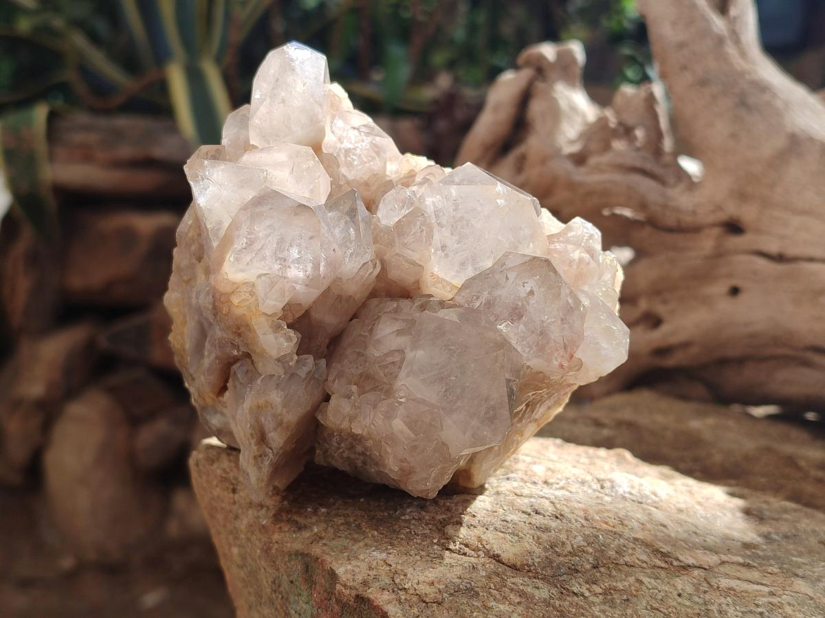 Natural White Phantom Cascading Smokey Luena Quartz Clusters x 2 From Luena, Congo