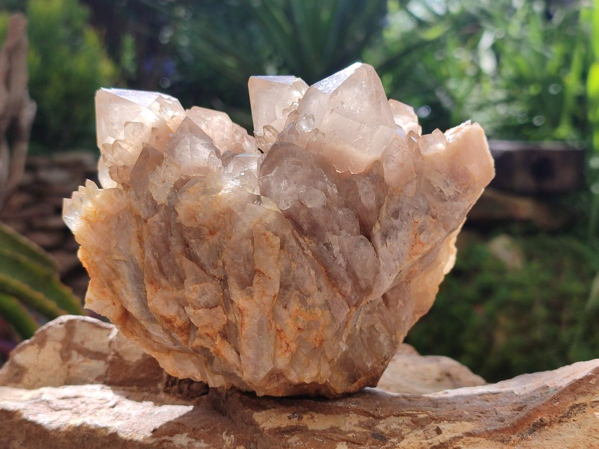 Natural White Phantom Cascading Smokey Luena Quartz Clusters x 2 From Luena, Congo