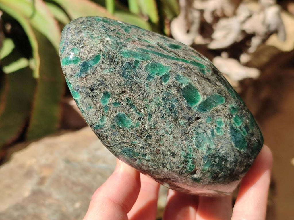 Polished Emerald Mica 'Mutokolite' Standing Free Forms x 2 From Mutoko, Zimbabwe
