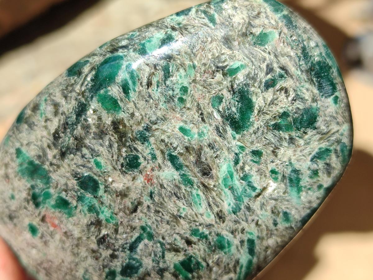 Polished Emerald Mica 'Mutokolite' Standing Free Forms x 2 From Mutoko, Zimbabwe