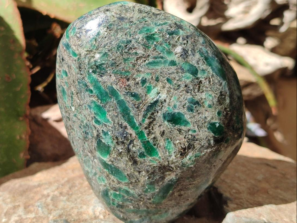 Polished Emerald Mica 'Mutokolite' Standing Free Forms x 2 From Mutoko, Zimbabwe