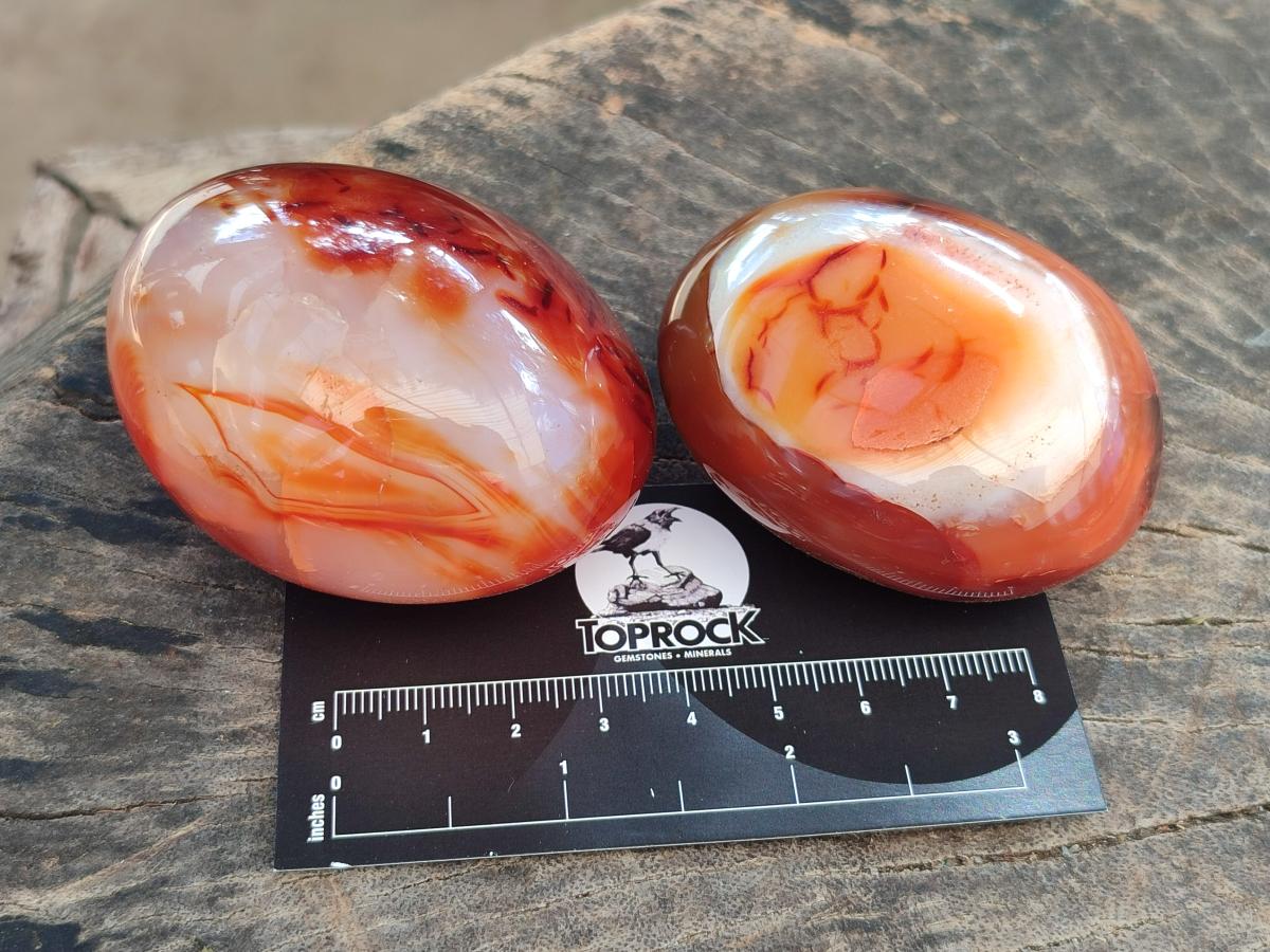 Polished Carnelian Agate Gemstone Galets x 12 From Madagascar
