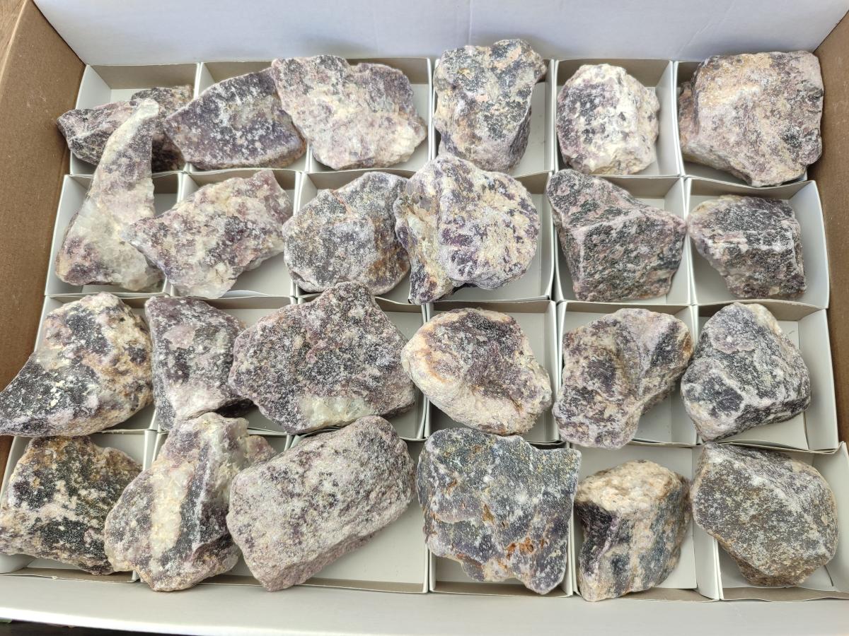 Natural Purple Lepidolite Cobbed Specimens x 24 From Rubicon Mine, Namibia