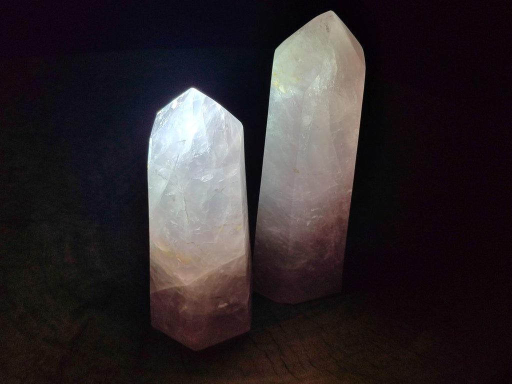 Polished Large Gemmy Rose Quartz Crystal Points x 2 From Madagascar
