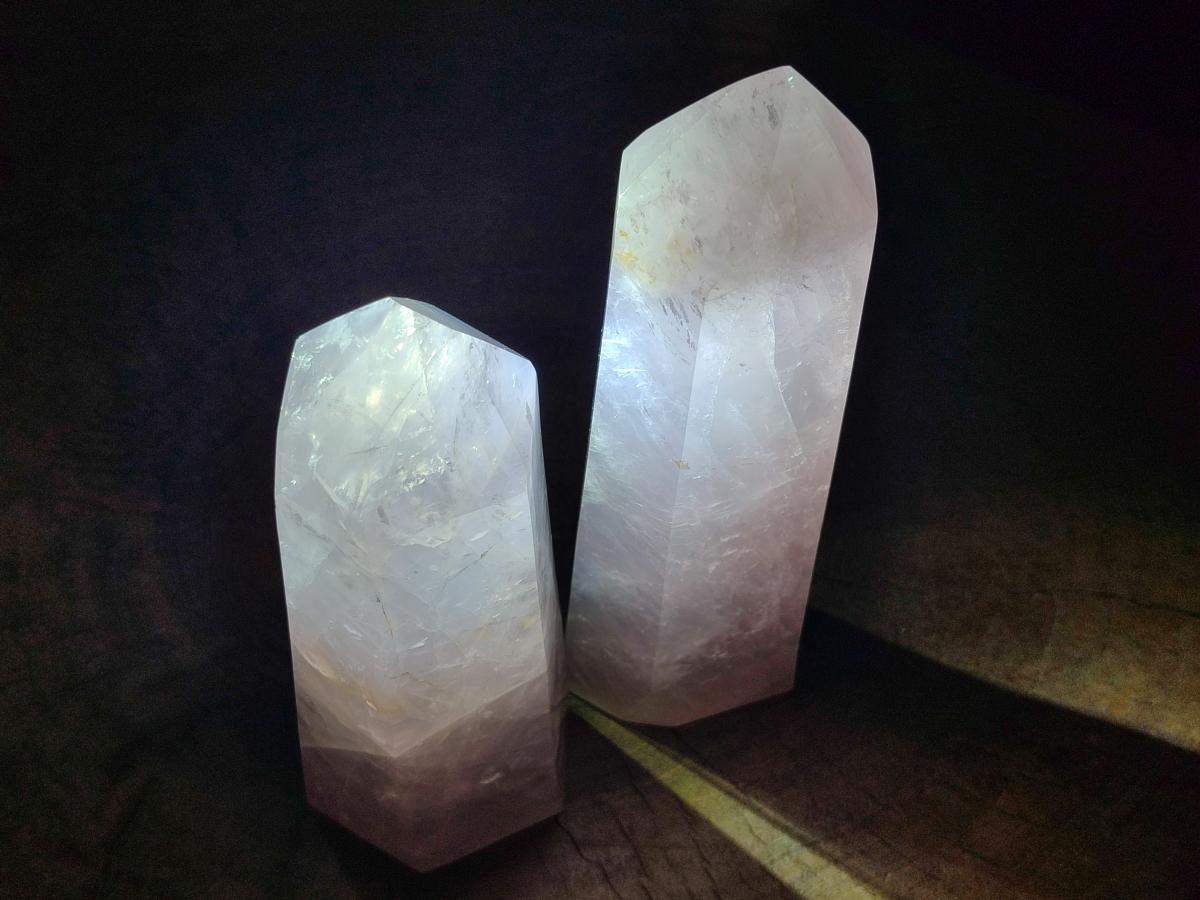 Polished Large Gemmy Rose Quartz Crystal Points x 2 From Madagascar