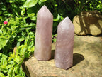 Polished Large Gemmy Rose Quartz Crystal Points x 2 From Madagascar