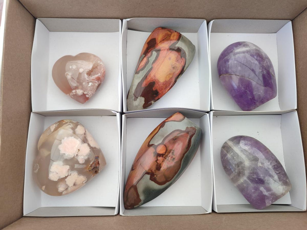 Polished Mixed Selected Multi Mineral Items x 6 From Madagascar