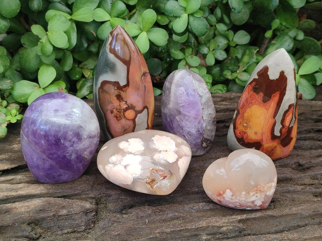 Polished Mixed Selected Multi Mineral Items x 6 From Madagascar