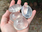 Polished Girasol Pearl Quartz Palm Stones x 12 From Ambatondrazaka, Madagascar