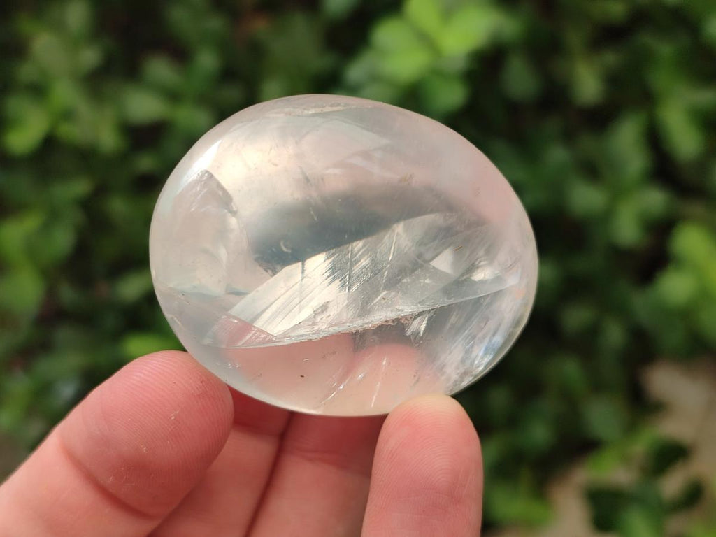 Polished Girasol Pearl Quartz Palm Stones x 12 From Ambatondrazaka, Madagascar