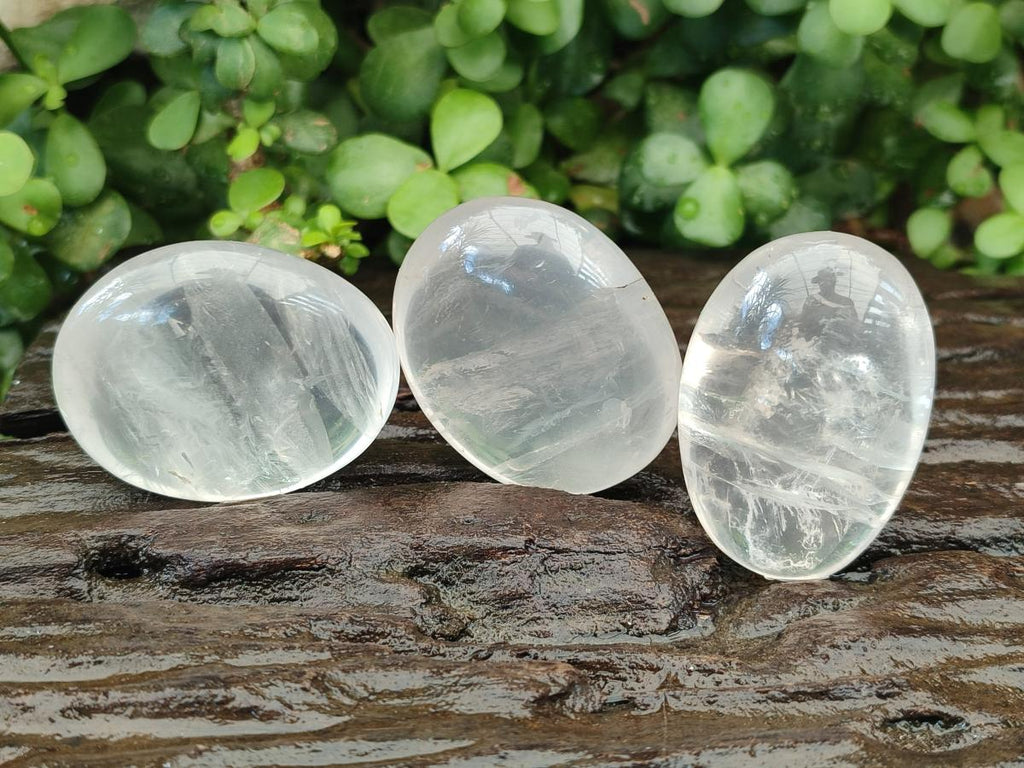Polished Girasol Pearl Quartz Palm Stones x 12 From Ambatondrazaka, Madagascar