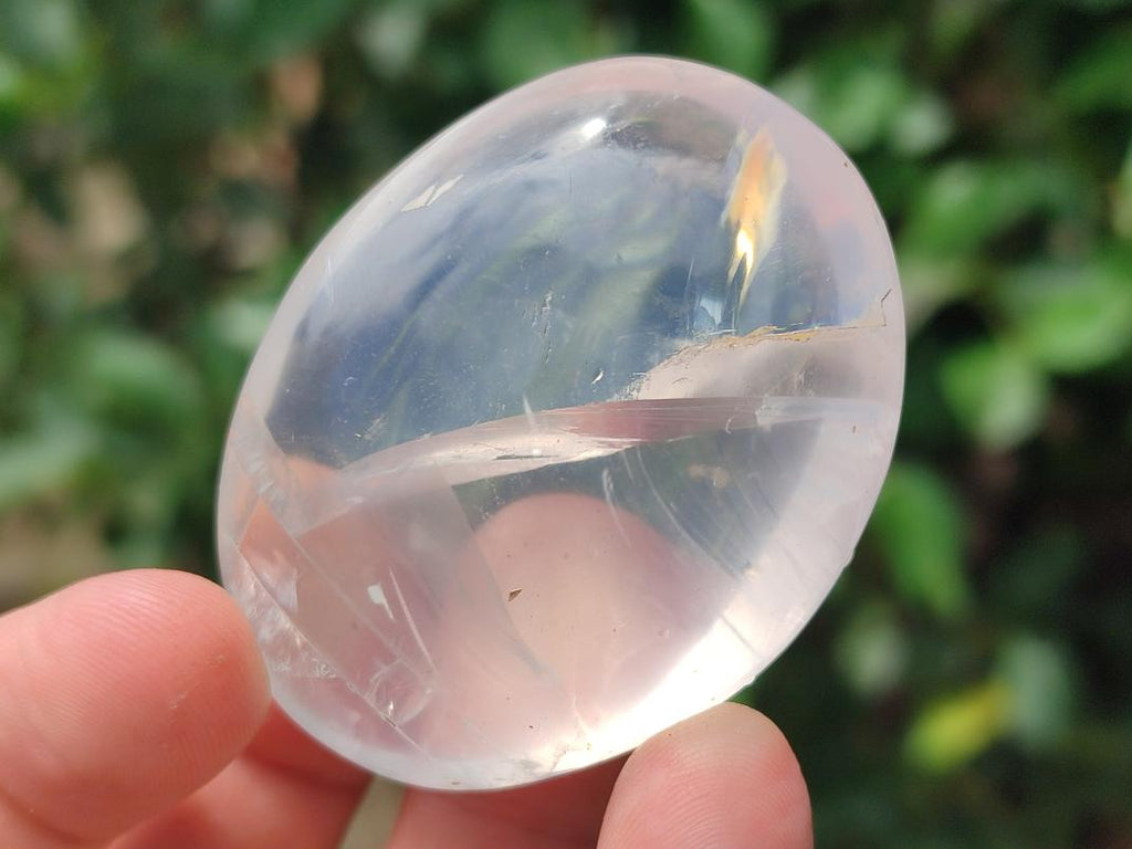 Polished Girasol Pearl Quartz Palm Stones x 12 From Ambatondrazaka, Madagascar