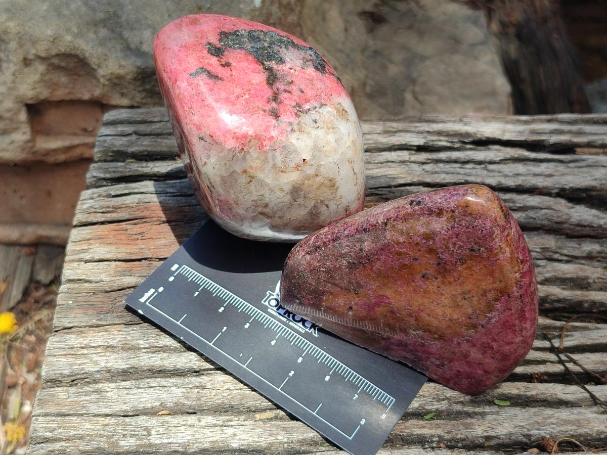 Polished Red Rhodonite Free Forms x 4 From Rhusinga, Zimbabwe