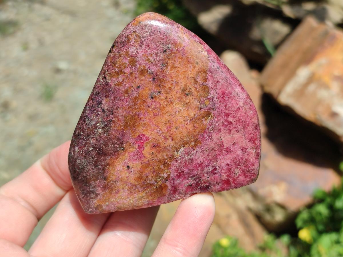 Polished Red Rhodonite Free Forms x 4 From Rhusinga, Zimbabwe