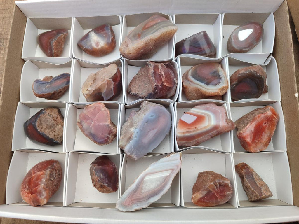 Polished One Side Red Shashe River Agate Nodules x 20 From Shashe River, Zimbabwe