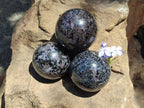 Polished Gabbro 'Merlinite' Spheres x 4 From Ambatofinandrahana, Madagascar