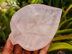 Hand Made Gemmy Rose Quartz Leaf Bowl Carvings x 4 From Madagascar