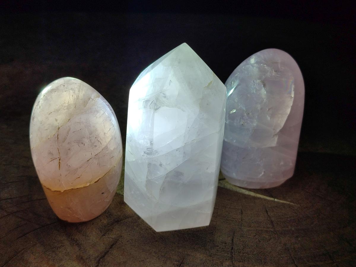 Polished Rose Quartz Points and Standing Free Forms x 6 From Madagascar