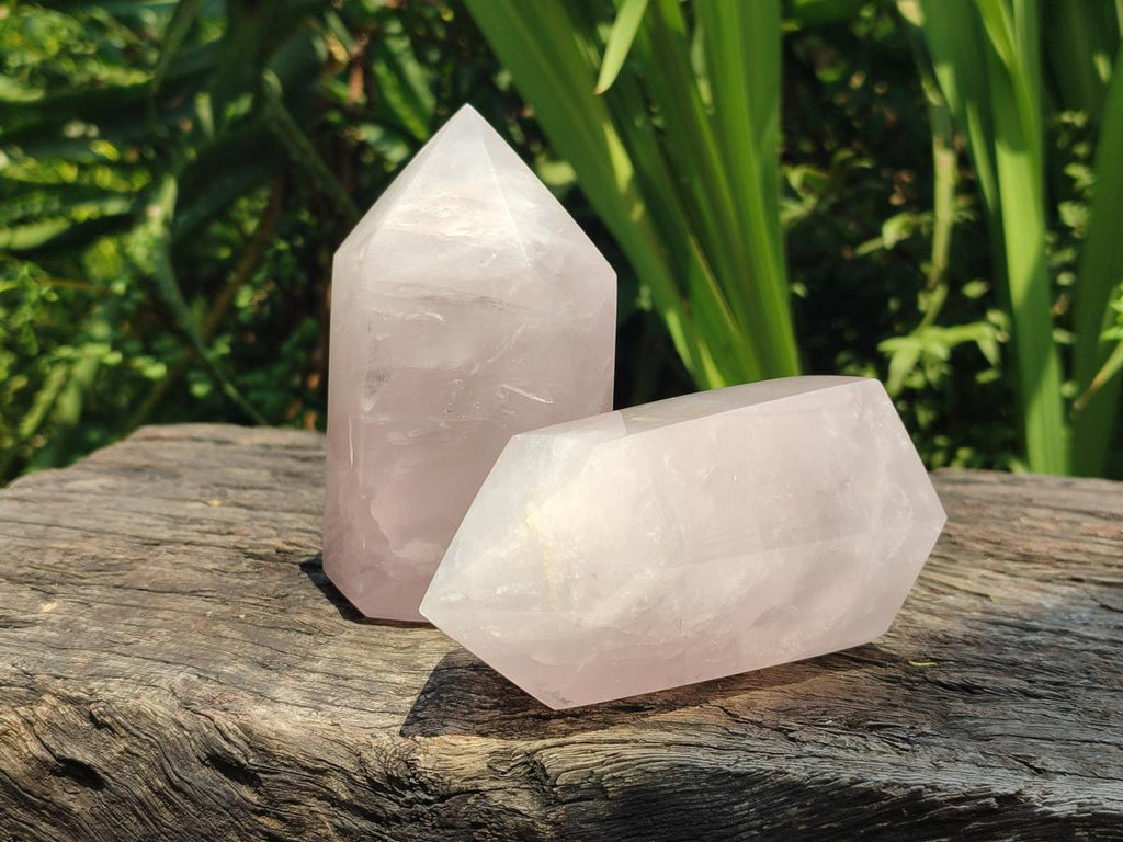 Polished Rose Quartz Points and Standing Free Forms x 6 From Madagascar