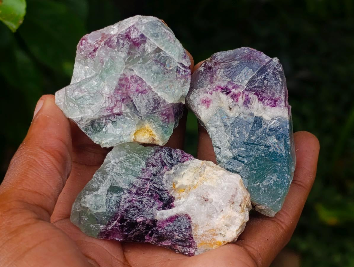 Natural Watermelon Fluorite Cobbed Specimens x 35 From Uis, Namibia