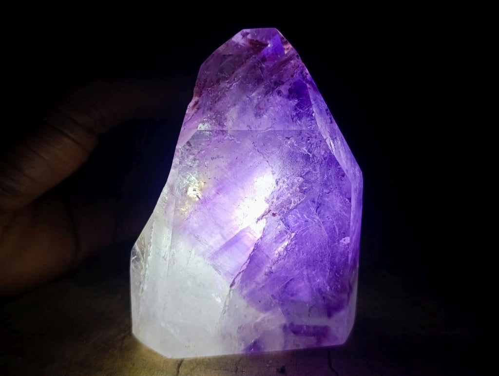 Polished Window Amethyst Crystals x 2 From Akansobe, Madagascar