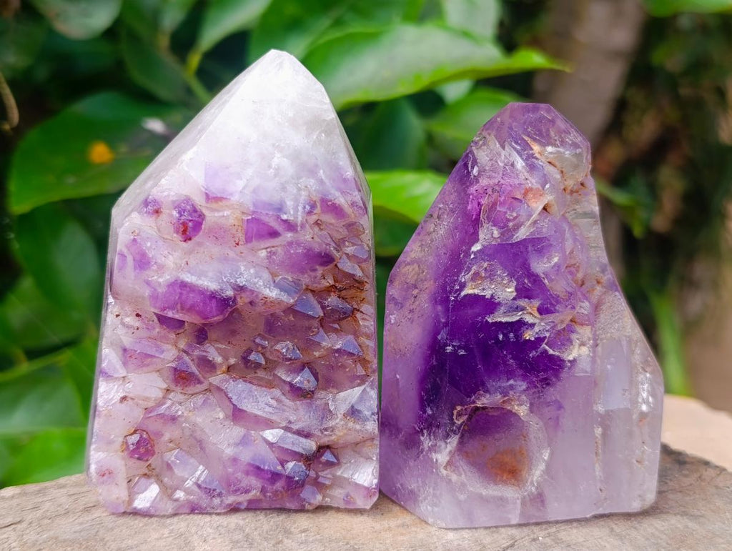 Polished Window Amethyst Crystals x 2 From Akansobe, Madagascar