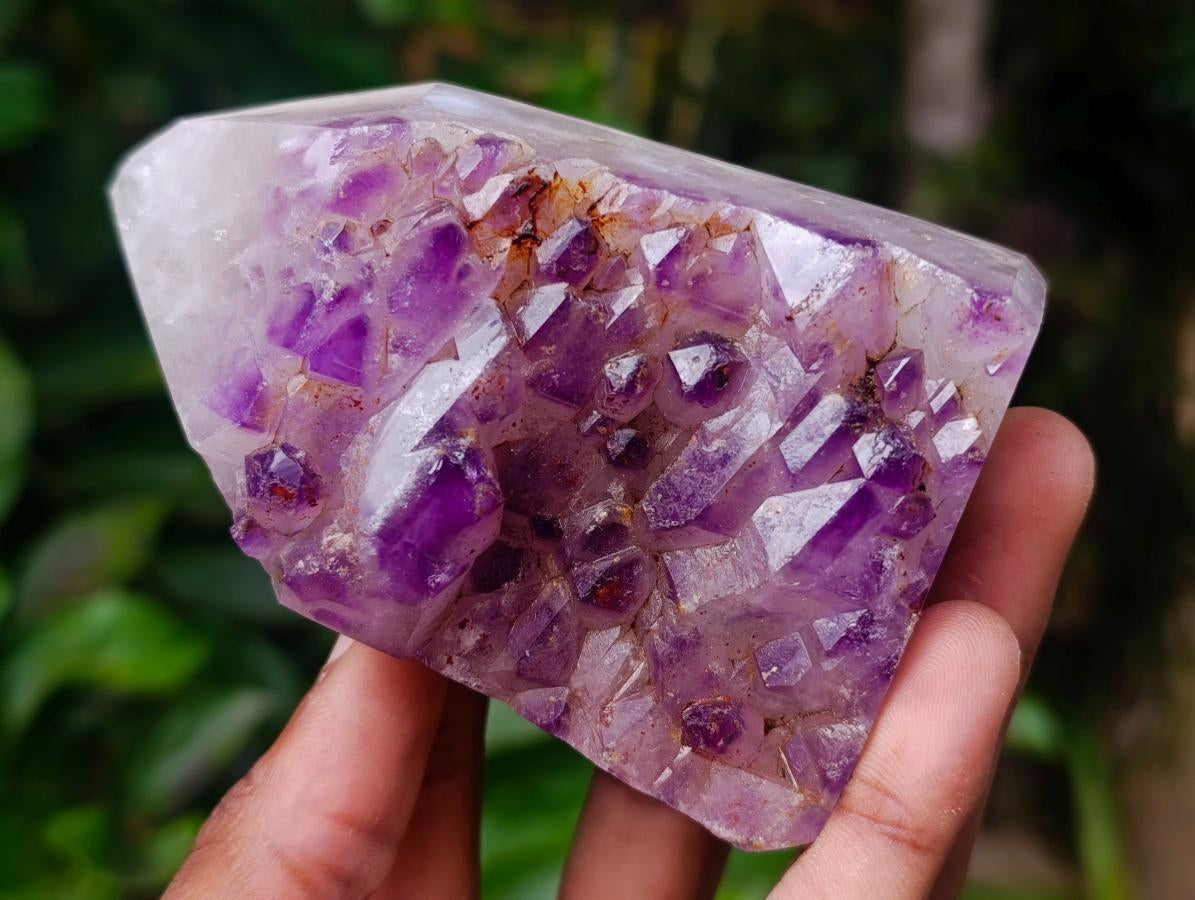 Polished Window Amethyst Crystals x 2 From Akansobe, Madagascar