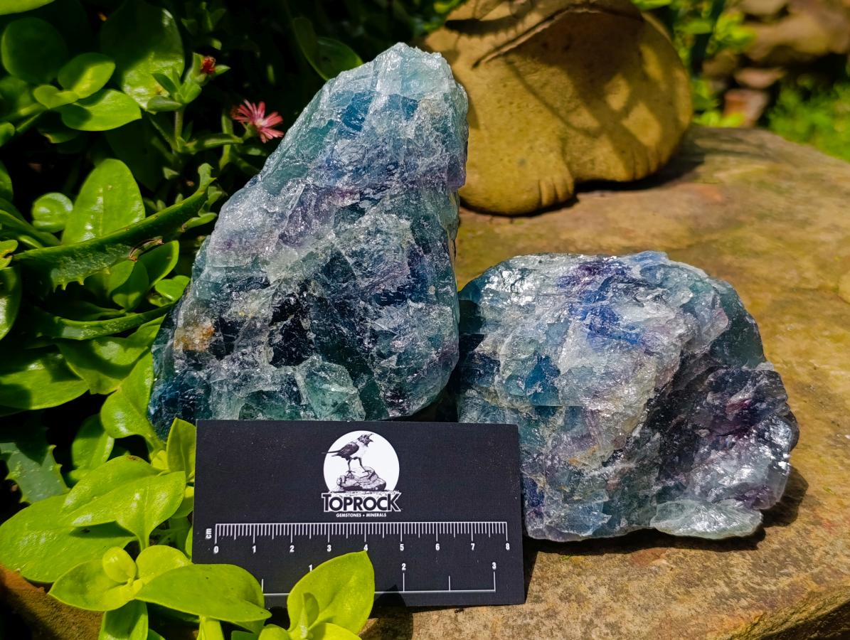 Natural Watermelon Fluorite Cobbed Specimens x 4 From Uis, Namibia