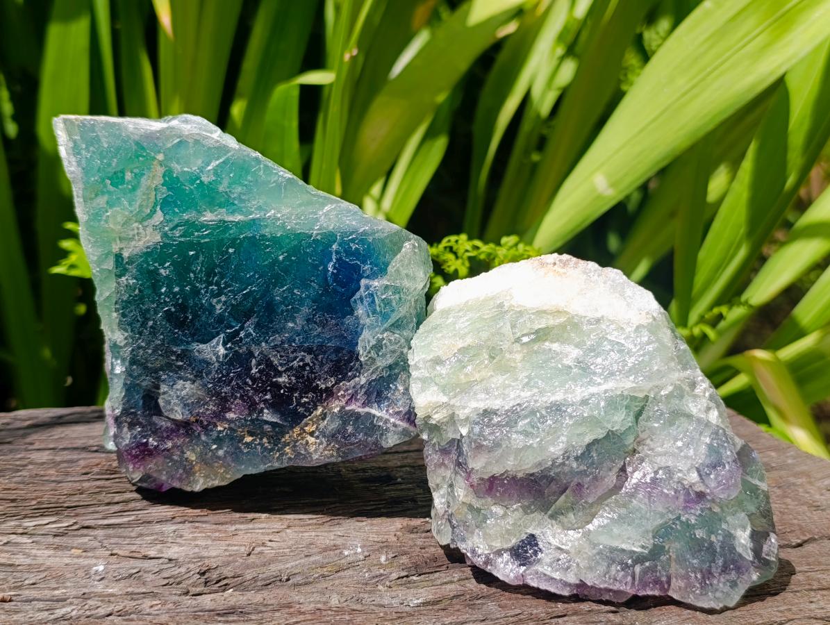 Natural Watermelon Fluorite Cobbed Specimens x 4 From Uis, Namibia