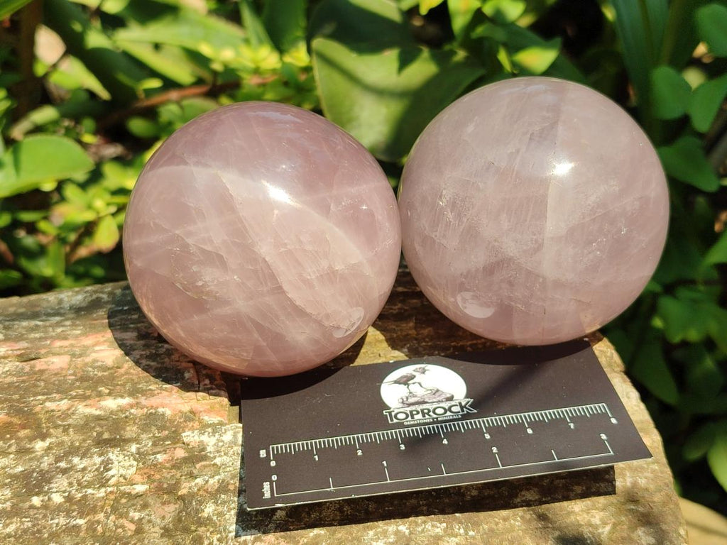Polished Star Rose Quartz Spheres x 3 From Madagascar
