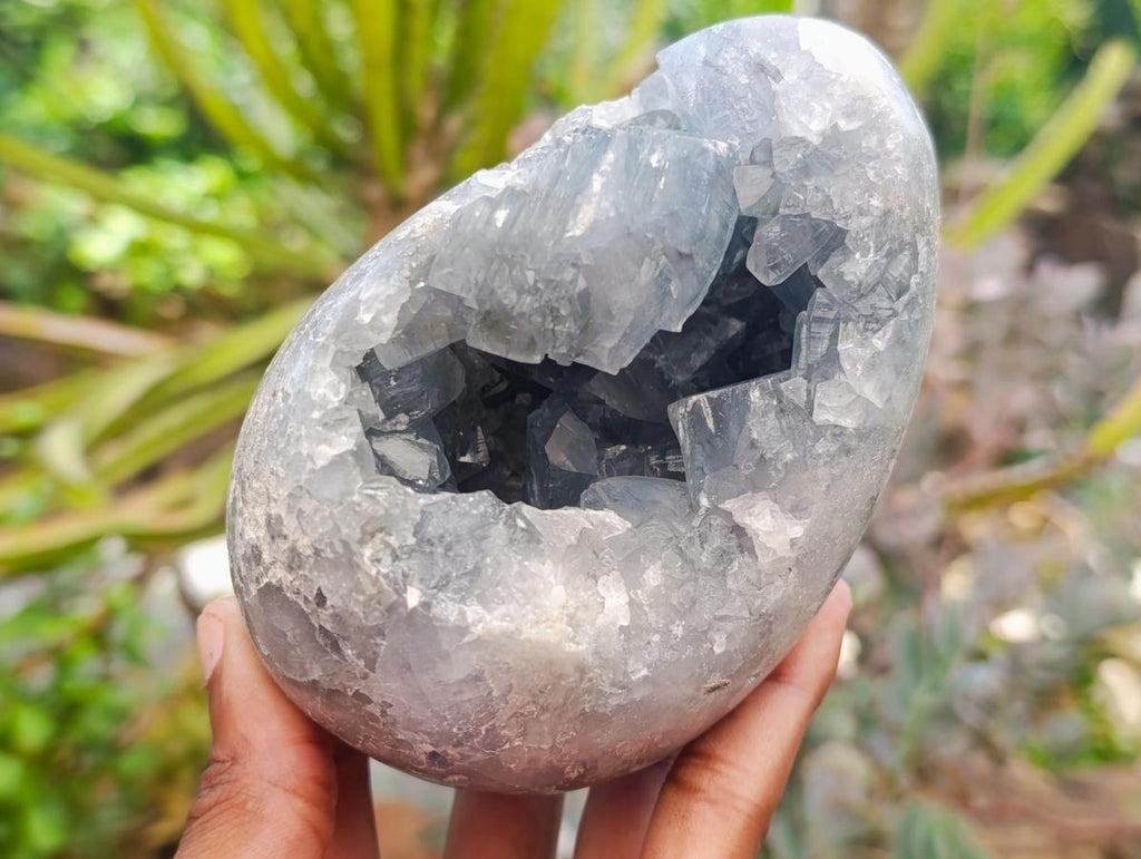 Polished Blue Celestite Eggs x 2 From Sakoany, Madagascar