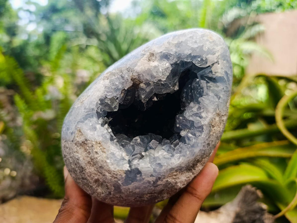 Polished Blue Celestite Eggs x 2 From Sakoany, Madagascar