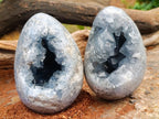 Polished Blue Celestite Eggs x 2 From Sakoany, Madagascar