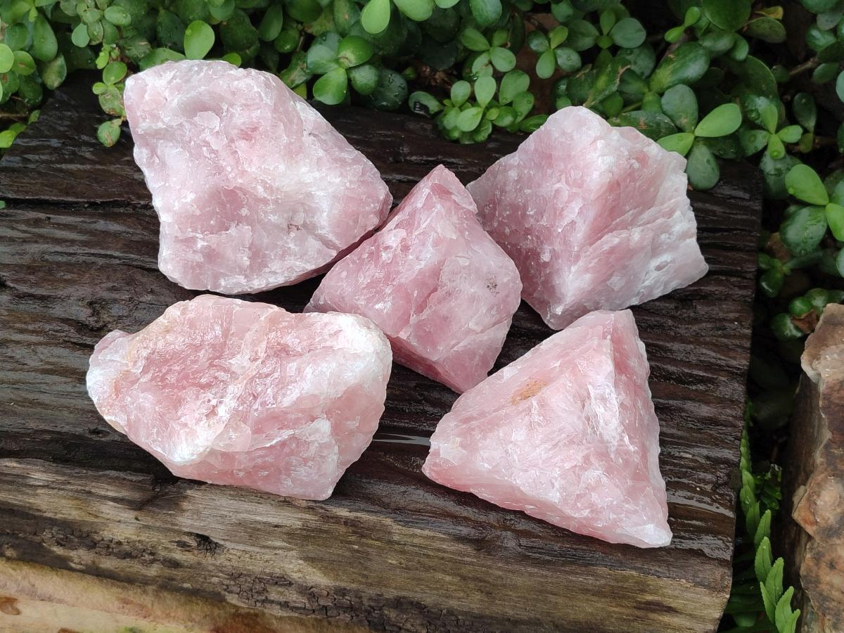 Natural Cobbed Rose Quartz Specimens x 6 From Northern Cape, South Africa - Toprock Gemstones and Minerals 