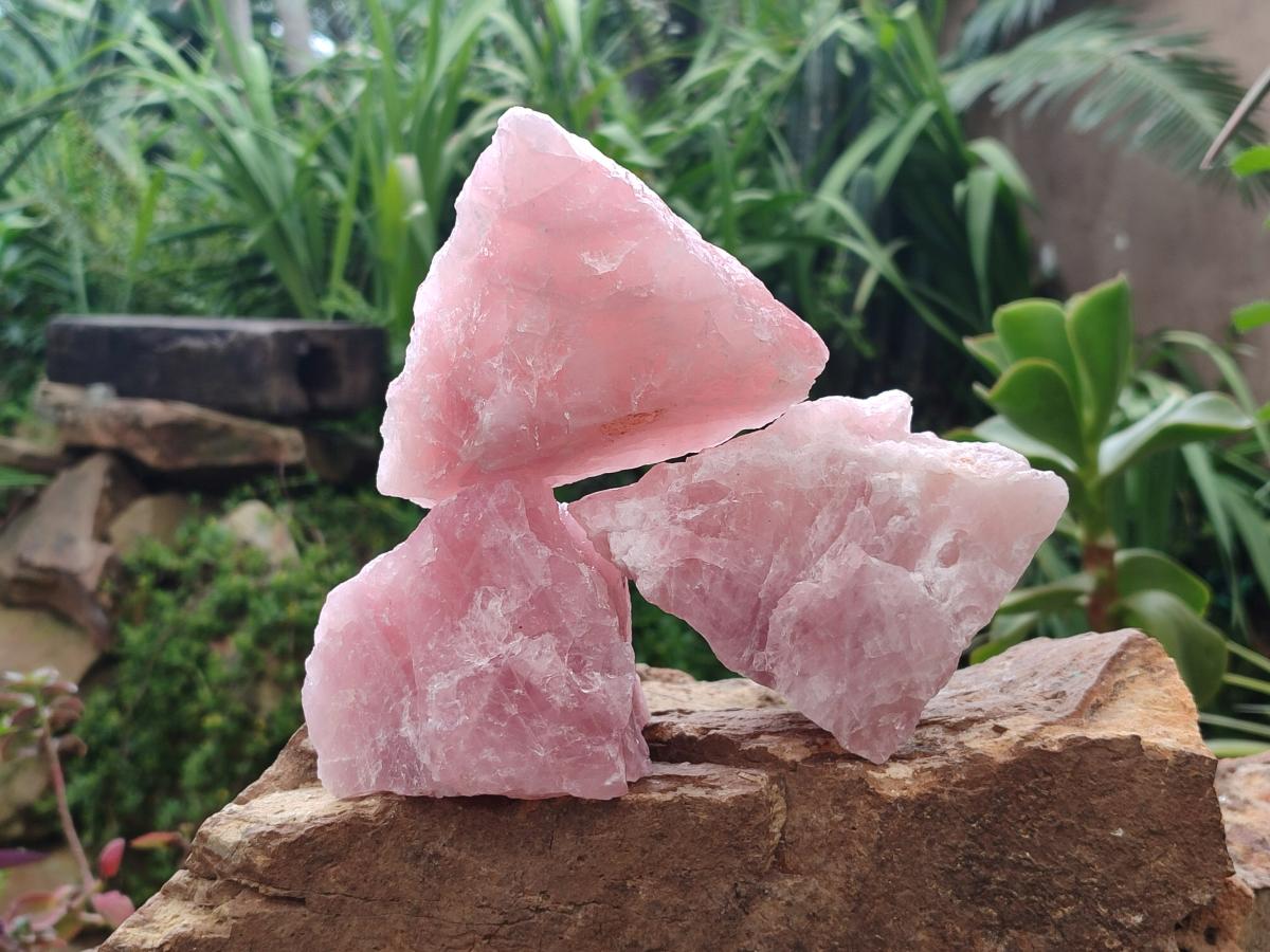 Natural Cobbed Rose Quartz Specimens x 6 From Northern Cape, South Africa