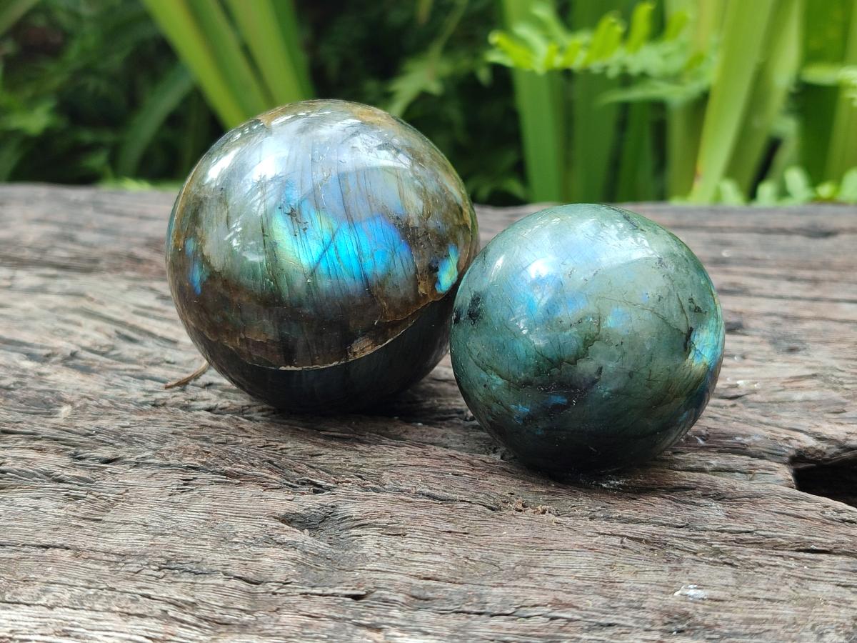 Polished Small Labradorite Spheres x 6 From Madagascar