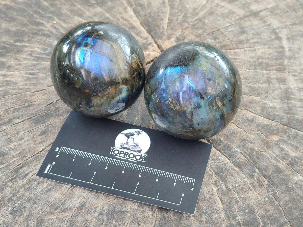 Polished Small Labradorite Spheres x 6 From Madagascar