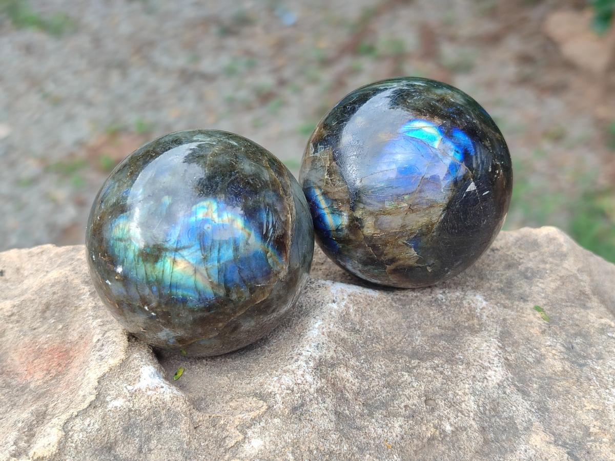 Polished Small Labradorite Spheres x 6 From Madagascar