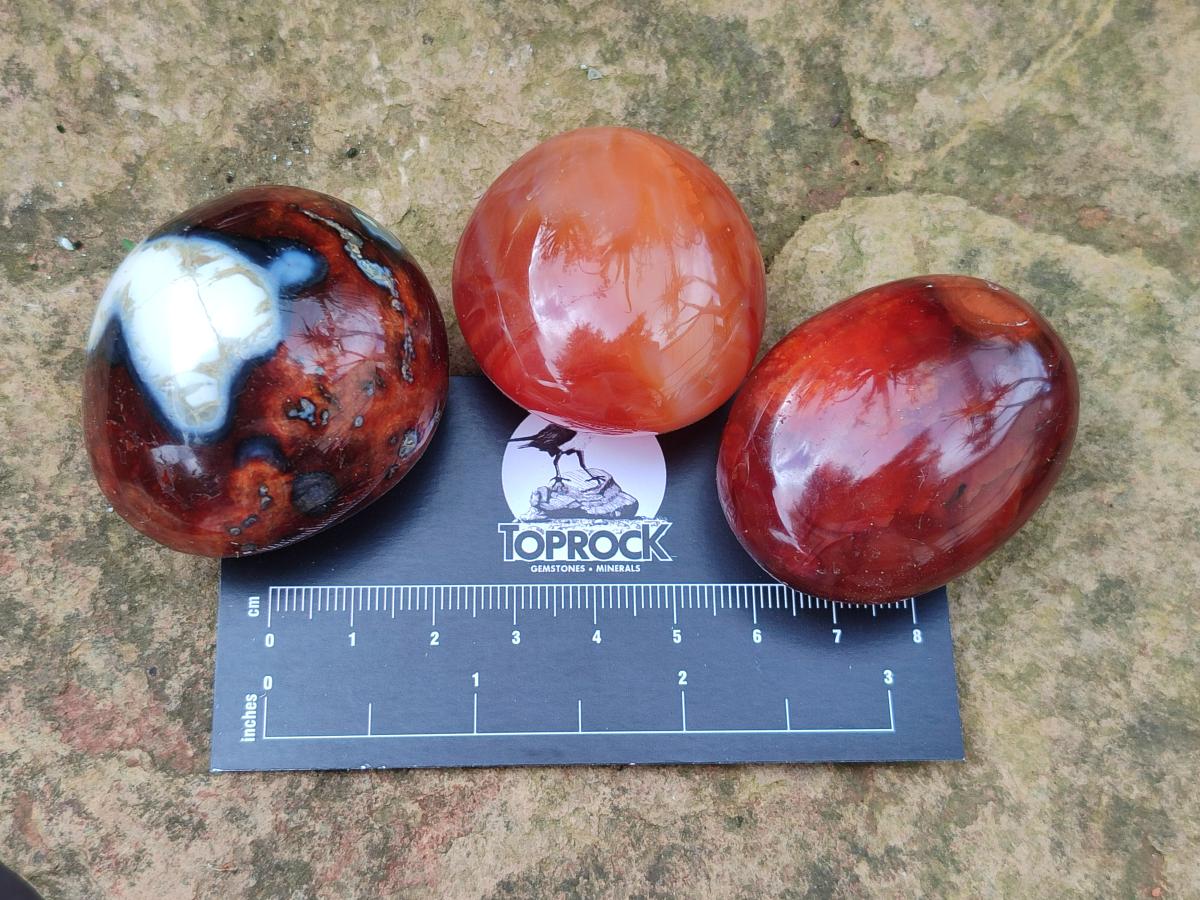 Polished Carnelian Agate Gemstone Galets x 20 From Madagascar